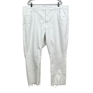 Good American Womens Jeans Good Legs Straight Stretch Hi Rise Raw Hem White 26*